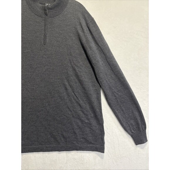Jos A Bank Traveler 1/4 Zip Long Sleeve Sweater Men's Size 2XLT Merino Wool Grey - Picture 7 of 13